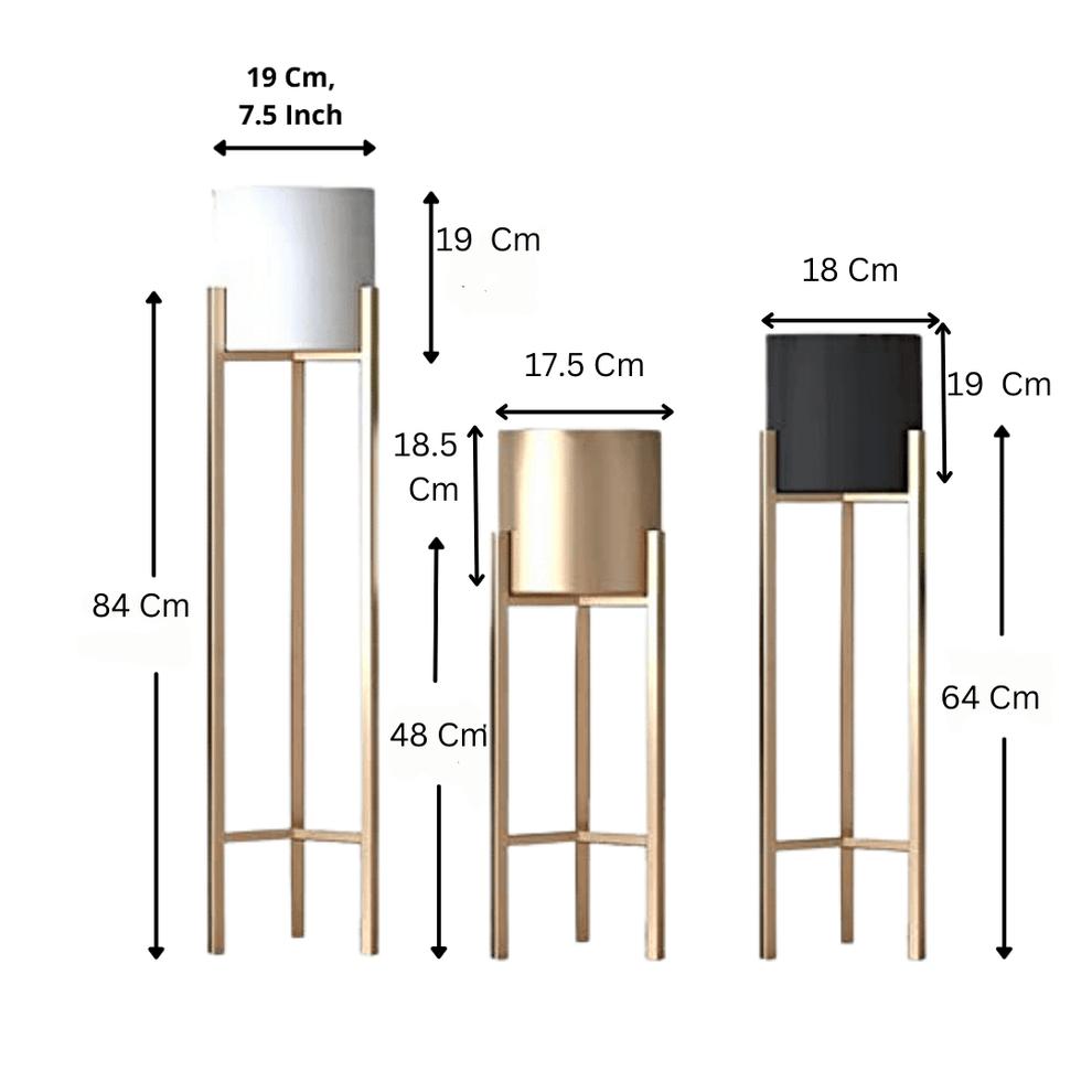 Stylish Metal Plant Stand Set of 3 – Decorative Indoor Planter Holders (Gold Frame)