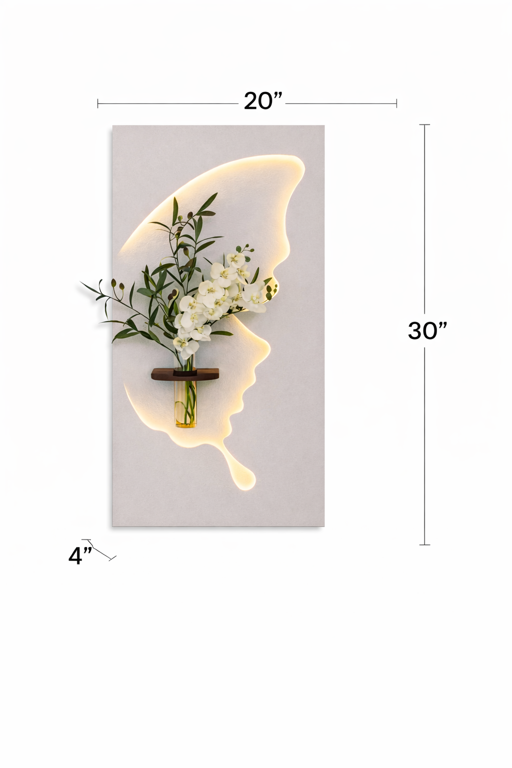 Anas Art and Crafts Modern LED Wall Decor with Shelf & Vase, Warm White Decorative Wall Light