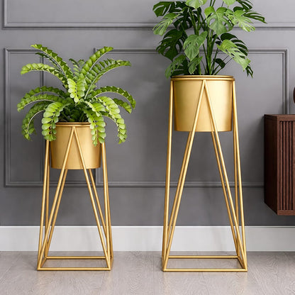 Aura Gold Metal Plant Stand (Set of 2) – Elegant Home Decor