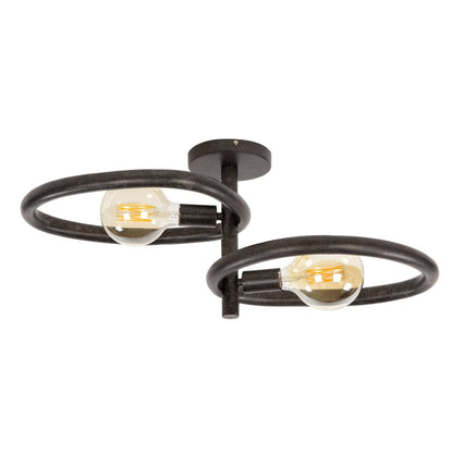 Modern Rotating 2-Light Ceiling Lamp – Industrial Ring Design Decorative Ceiling Light