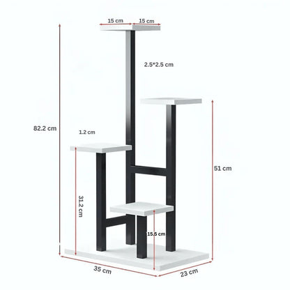 Modern Multi-Tier Plant Stand – 4 Level Indoor Flower Pot Rack (Black & White Design)