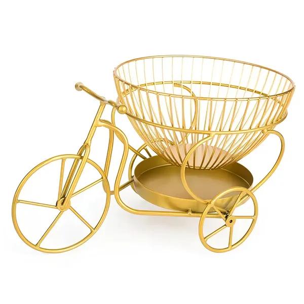 Luxury Gold Bicycle Fruit Basket – Decorative Metal Storage Organizer