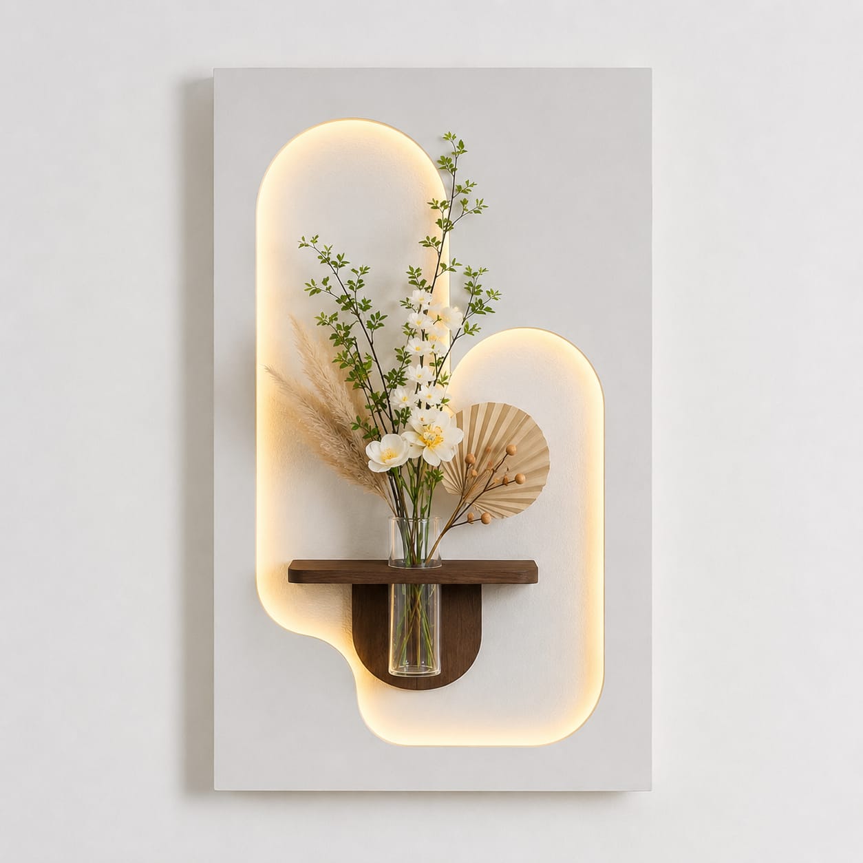 Luxury LED Wall Art Shelf with Vase Holder | Modern Illuminated Decorative Wall Panel | Contemporary Entryway & Living Room Décor