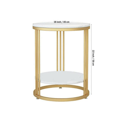 Premium Iron Stand Two Layer Marble wood Side Table