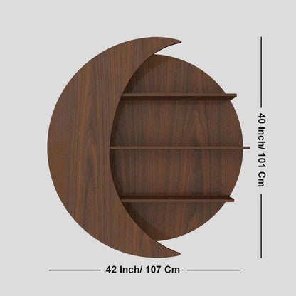 Modern Crescent Moon Wall Shelf – Wooden Decorative Floating Wall Rack for Living Room & Bedroom