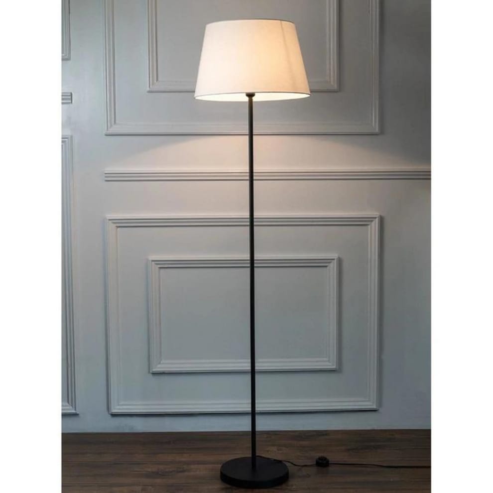 Premium Standing Modern Black Floor Lamp with white Metal Shade