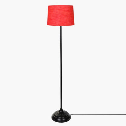 “Luxury Standing Floor Lamp with Red Fabric Shade – Stylish Light for Home Decor & Living Room