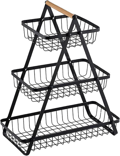3-Tier Metal Storage Basket Rack – Kitchen & Home Organizer