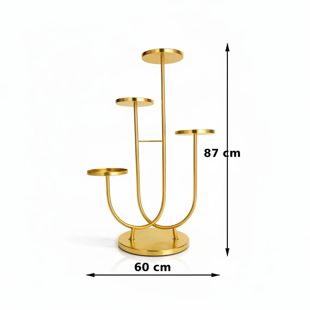 Luxury 4-Tier Gold Metal Plant Stand | Modern Multi-Level Flower Pot Display Rack | Decorative Indoor Plant Holder