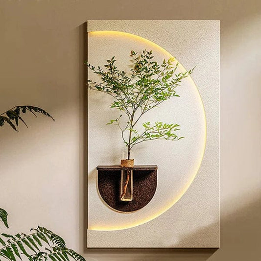 Modern LED Wall Planter Frame with Shelf – Decorative Light Panel for Home & Office