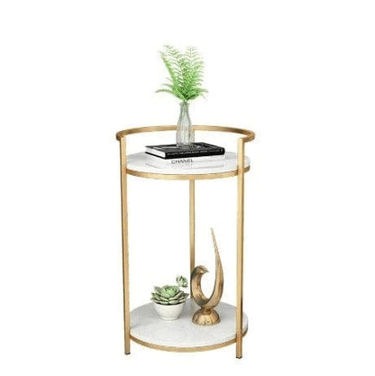 Premium Metallic Stand Two Layer Wooden Side Table