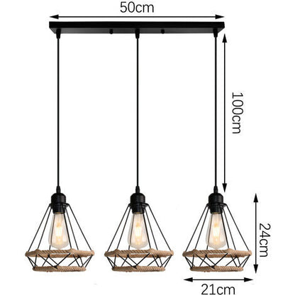 Industrial 3-Light Pendant Hanging Lamp with Rope Design – Modern Ceiling Light Fixture