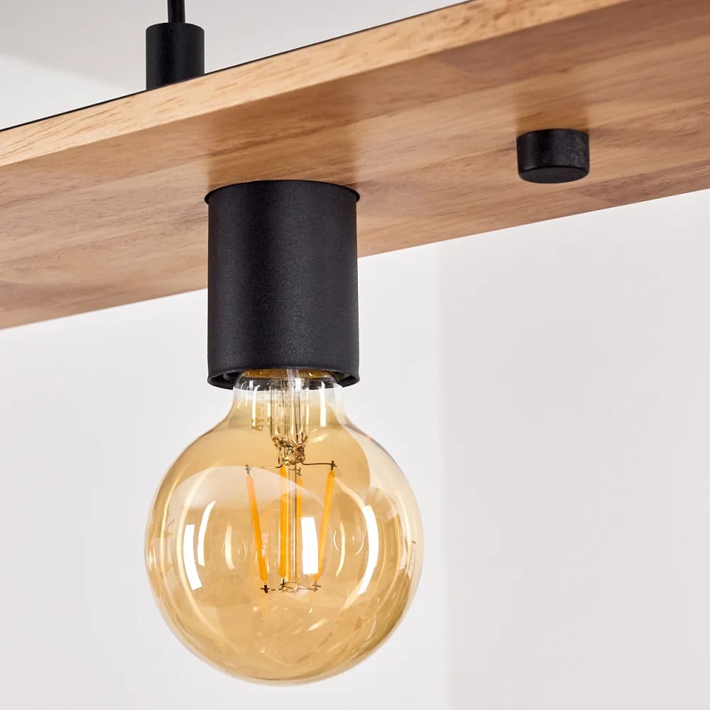 Modern Wooden 5-Light Pendant Lamp – Rustic Industrial Hanging Ceiling Light