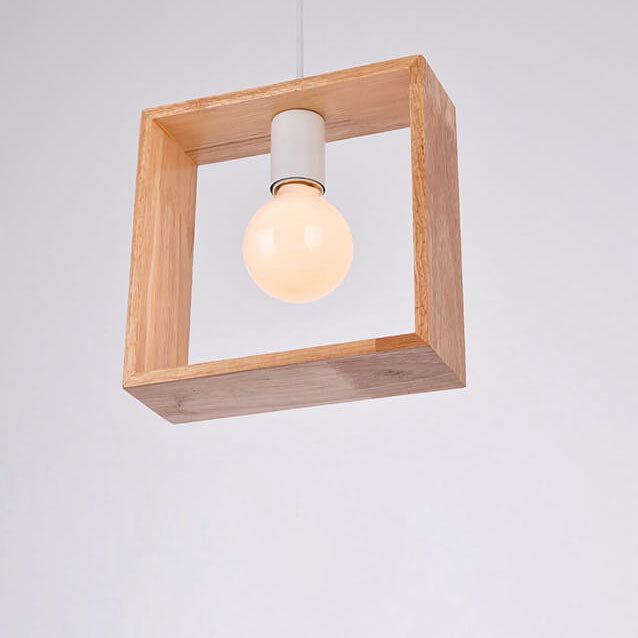 Modern Wooden Geometric Pendant Light – 3-Light Hanging Ceiling Lamp