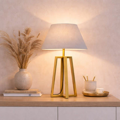 Modern Gold Geometric Table Lamp – 24 Inch Bedside Light