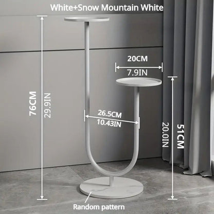Modern Double-Tier Metal Plant Stand | White Minimalist Flower Pot Holder | Luxury Indoor Plant Display Rack