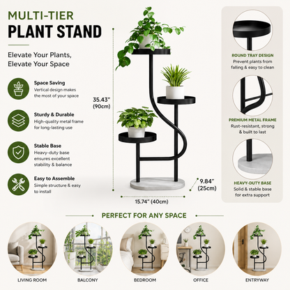Modern 3 Tier Plant Stand for Home | Stylish Indoor Outdoor Flower Stand