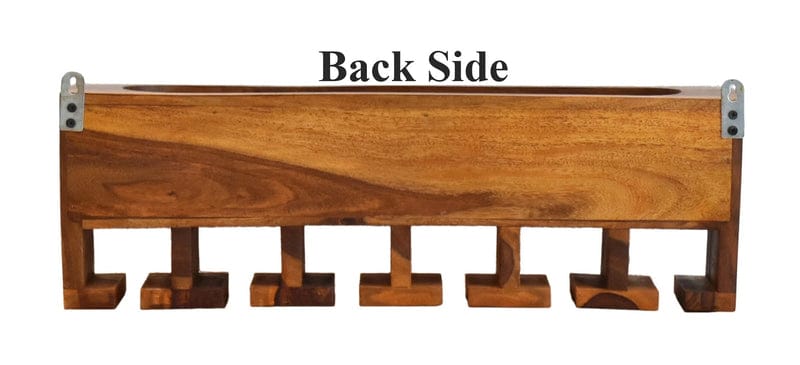Solid Wood Wall-Mounted Wine Rack with Glass Holder – Rustic Bar Shelf