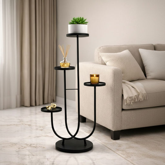 Luxury 4-Tier Gold Metal Plant Stand | Modern Multi-Level Flower Pot Display Rack | Decorative Indoor Plant Holder