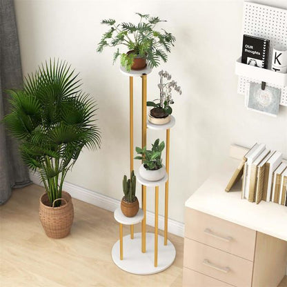 Modern 4-Tier Gold Metal Plant Stand | Vertical Flower Pot Display Rack | Luxury Indoor Plant Holder for Home Décor