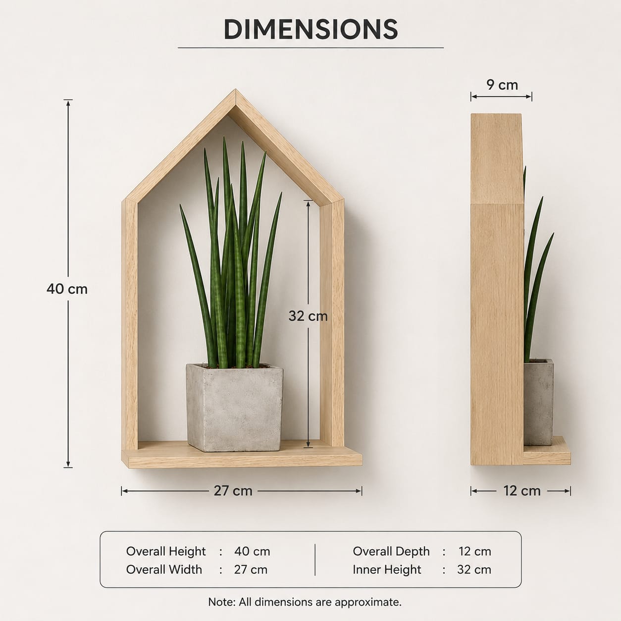 Wooden House-Shaped Wall Shelf for Home Décor | Modern Floating Display Shelf