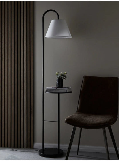 “2-in-1 Floor Lamp with Table – Modern Black Standing Light for Bedroom, Living Room & Study”