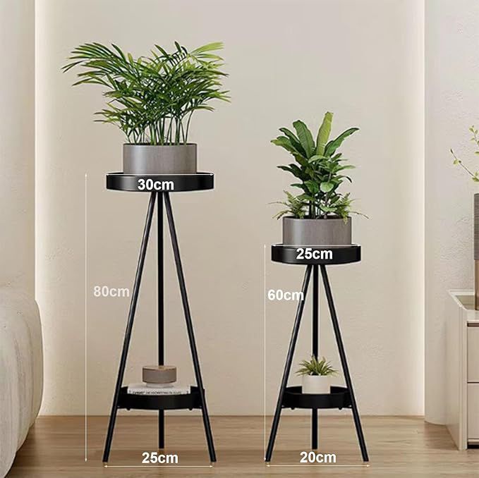 Luxury 2-Tier Gold Metal Plant Stand | Modern Flower Pot Holder | Decorative Indoor Plant Display Shelf
