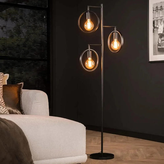 Modern 3-Light Industrial Floor Lamp – Decorative Standing LED Lamp for Living Room