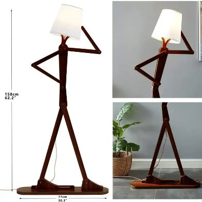 Creative Human Shape Floor Lamp – Modern Wooden Designer Standing Lamp
