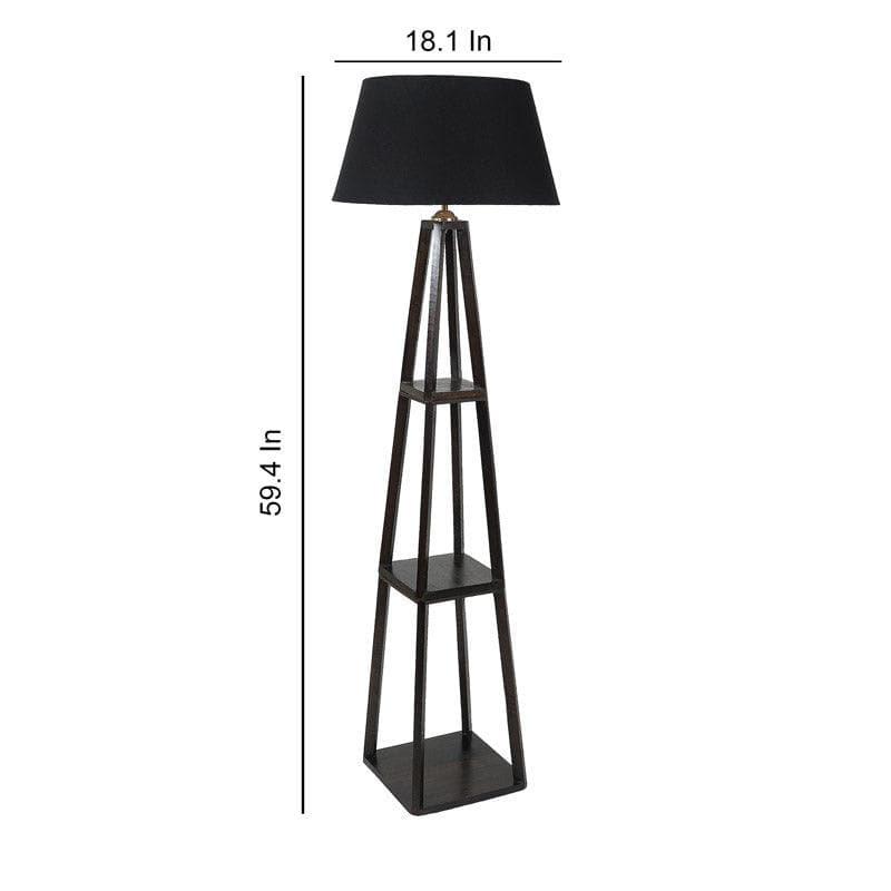 Modern Wooden Floor Lamp with Black Shade | Decorative Standing Lamp for Living Room, Bedroom & Office | 59.4 Inch Tall