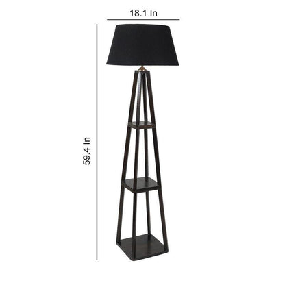 Modern Wooden Floor Lamp with Black Shade | Decorative Standing Lamp for Living Room, Bedroom & Office | 59.4 Inch Tall