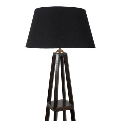 Modern Wooden Floor Lamp with Black Shade | Decorative Standing Lamp for Living Room, Bedroom & Office | 59.4 Inch Tall