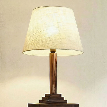 Modern Wooden Shelf Floor Lamp with Fabric Shade | Decorative Standing Lamp with Storage Shelves for Living Room & Bedroom | 60 Inch Tall