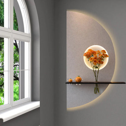 Modern LED Wall Light with Shelf & Glass Vase, Warm White Decorative Wall Lamp for Living Room, Bedroom & Home Decor