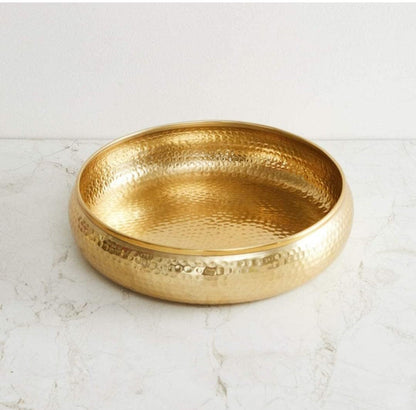 Hand Hammered Brass Urli Bowl – 33 cm Decorative Diya / Floating Candle Bowl for Home & Diwali Decor