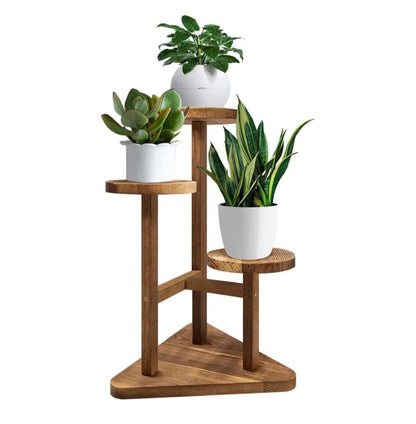 3 Tier Wooden Plant Stand for Indoor Plants | Modern Corner Flower Pot Holder | Multi-Level Display Rack