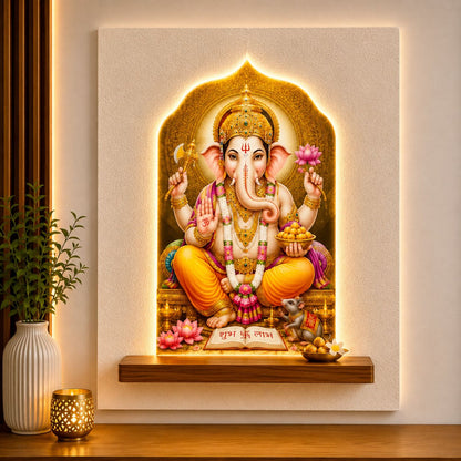 LORD GANESHA LED WALL ARTS UNIQUE GANESH JI PICTURE FRAME FOR HOME DECORATION & WALL DECOR – SPIRITUAL HINDU GOD ARTWORK FOR LIVING ROOM, OFFICE, POOJA ROOM**
