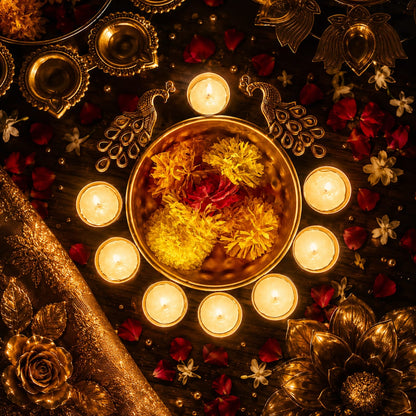 Copper Metal Diya Urli Home,Office Table Decor Diwali Decoration Items for Home Set of 3 (Size 10,10 and 12 inches)