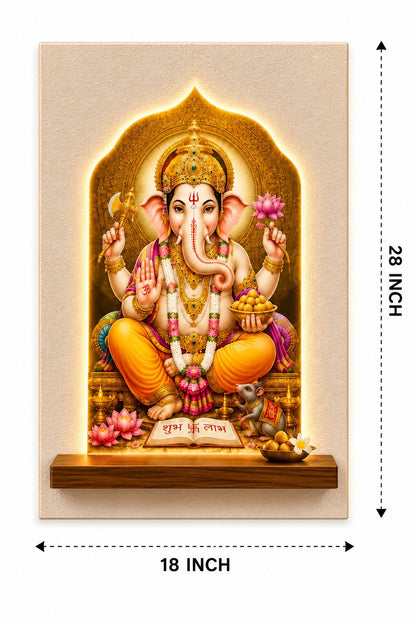 LORD GANESHA LED WALL ARTS UNIQUE GANESH JI PICTURE FRAME FOR HOME DECORATION & WALL DECOR – SPIRITUAL HINDU GOD ARTWORK FOR LIVING ROOM, OFFICE, POOJA ROOM**