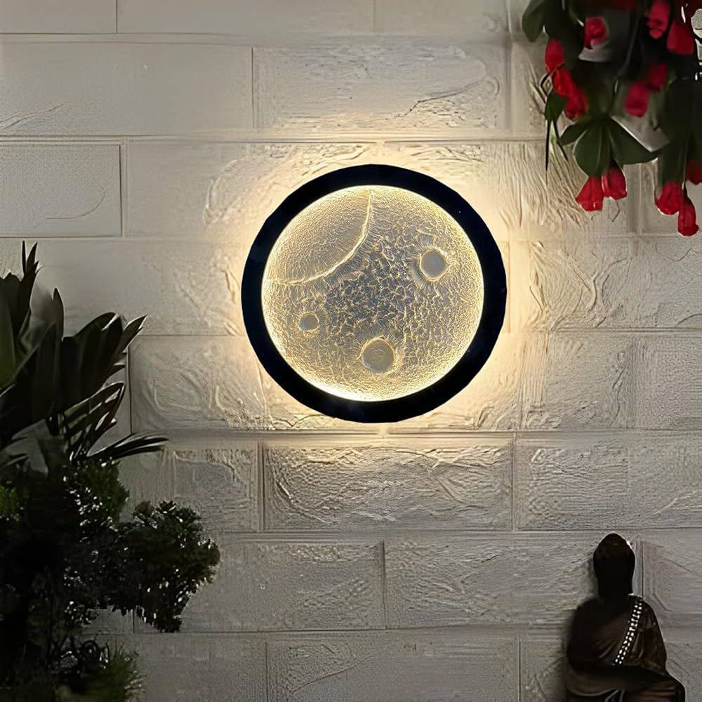 12 Inch 3D Moon LED Wall Light | Modern Lunar Decorative Lamp for Home Décor