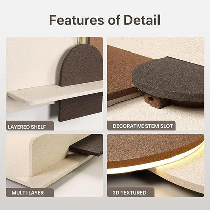 Modern Arch Wall Shelf with LED Accent Lighting | Luxury Decorative Floating Shelf | Contemporary Wall Art Décor