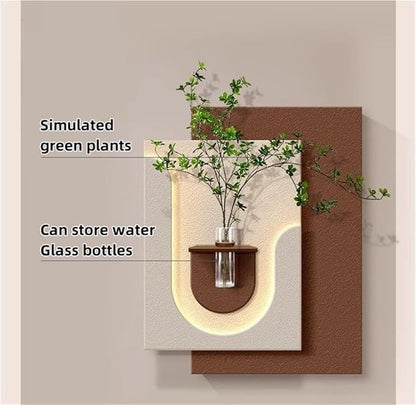 Modern LED Wall Art Shelf with Glass Vase Holder | Luxury Illuminated Decorative Wall Panel | Floating Shelf for Home Décor