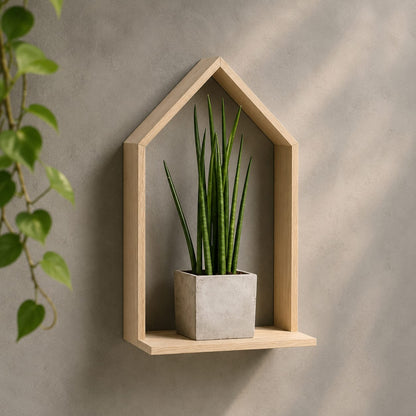Wooden House-Shaped Wall Shelf for Home Décor | Modern Floating Display Shelf