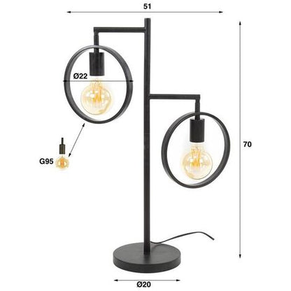 Modern Dual Ring Table Lamp – Industrial Decorative Bedside & Desk Light