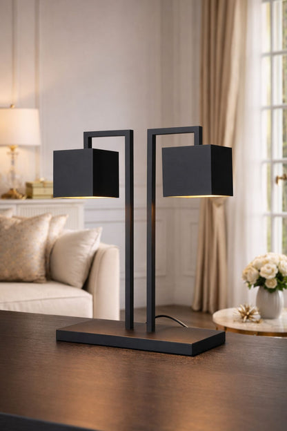 Modern Double Head Table Lamp – Minimalist Metal Decorative Desk Light
