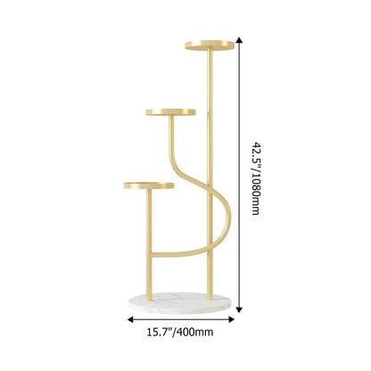 Luxury Gold 3-Tier Plant Stand – S Shape Metal Planter Stand with Marble Base