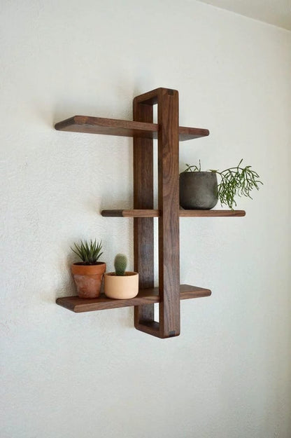 Modern Zigzag Wooden Wall Shelf for Living Room | Decorative Floating Wall Rack