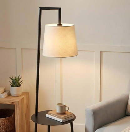 Modern Floor Lamp with Table – Minimalist Standing Lamp with Side Table