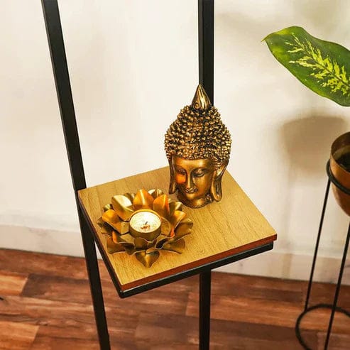 Wooden Aesthetic Floor Lamp with Shelf