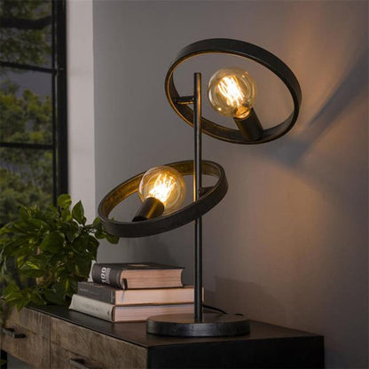 Modern Dual Ring Table Lamp – Contemporary Industrial Decorative Desk Light